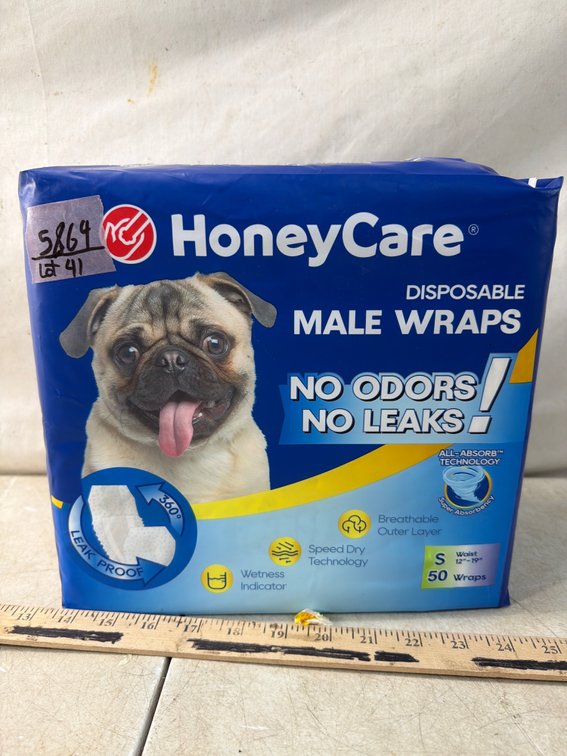 HoneyCare Size S Disposable Male Dog Wraps, 50 Count