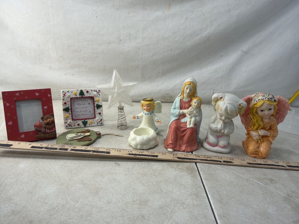 Holiday and Religious Figurines, Picture Frames, and Tree Topper