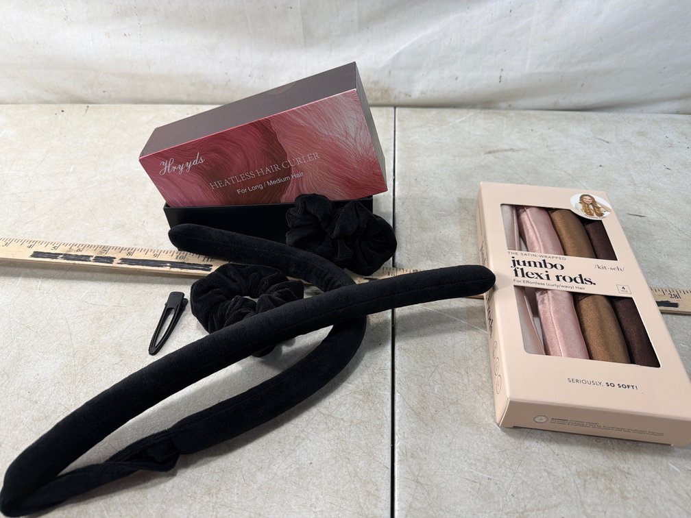 Heatless Hair Curler Set and Satin-Wrapped Flexi Rods