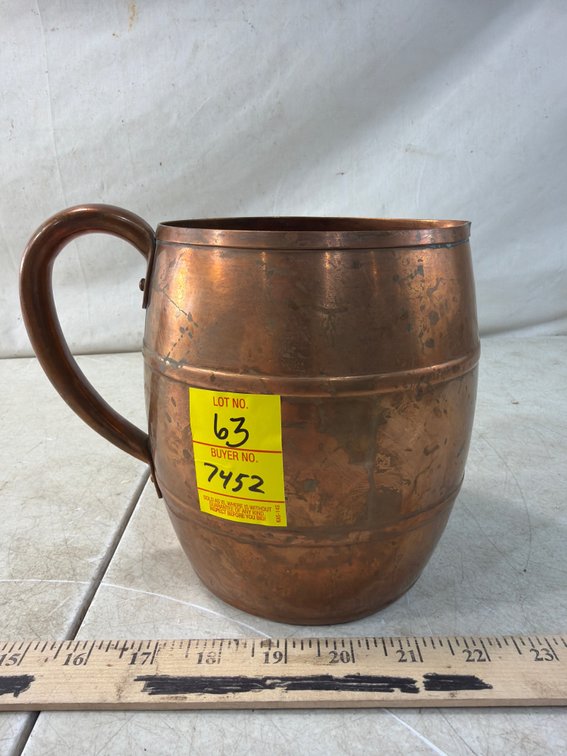 Solid Copper Barrel-Shaped Pitcher