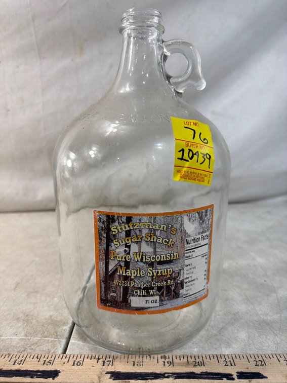 Stutzman's Sugar Shack 1-Gallon Glass Maple Syrup Jug