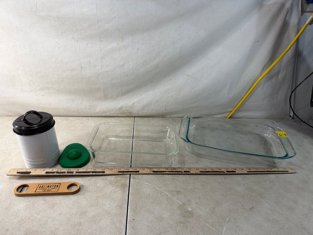 Glass Baking Dishes, Canister, Bottle Opener, and More