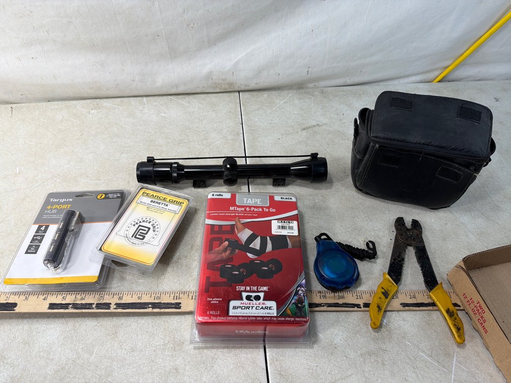 Rifle Scope, Athletic Tape, Hand Tool, and More