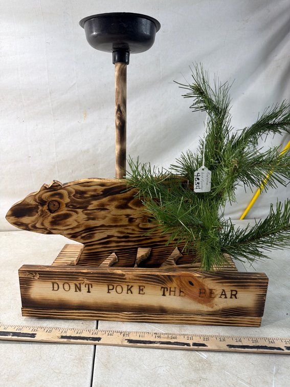 Charred Wood 'Don't Poke the Bear' Novelty Bird Feeder