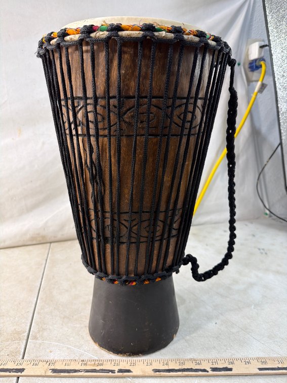Carved Wood Djembe Drum with Rope Tuning