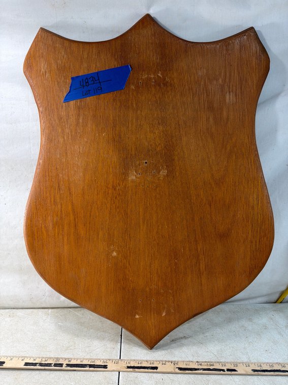 Shield-Shaped Wooden Taxidermy Mounting Plaque