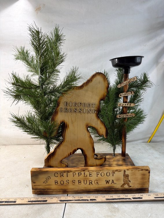 Wooden Bigfoot Crossing Diorama Bird Feeder