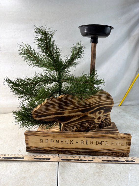 Novelty "Redneck Bird Feeder" Torched Wood