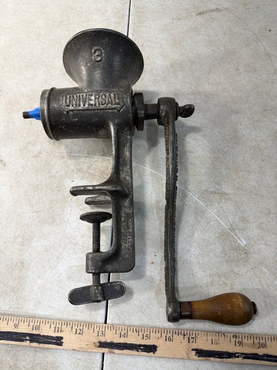 Universal No. 3 Clamp-On Cast Metal Meat Grinder