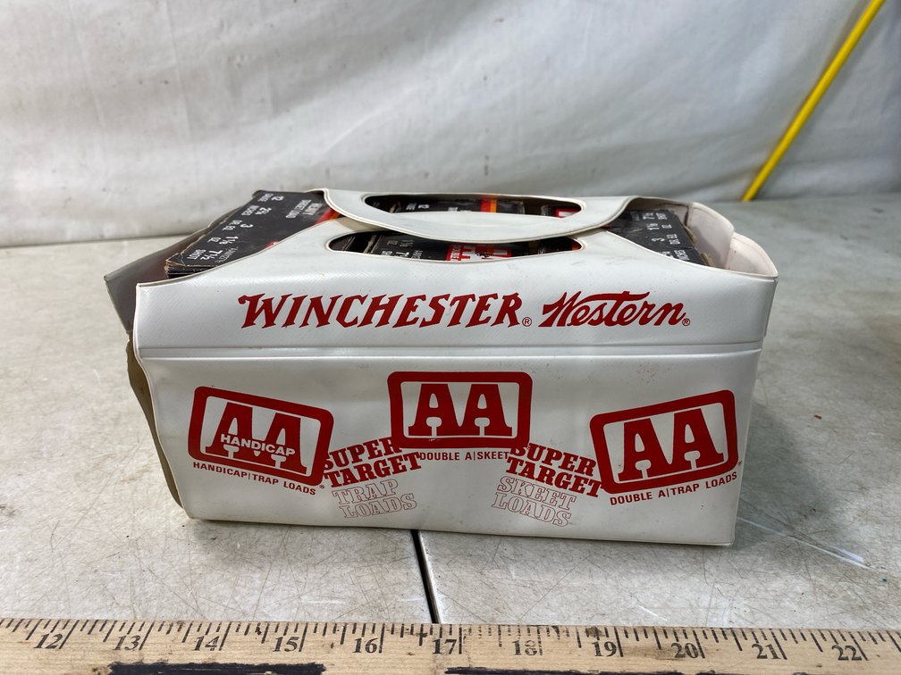 Four-Box Shotshell Carrier with 12 Gauge Shotgun Shells