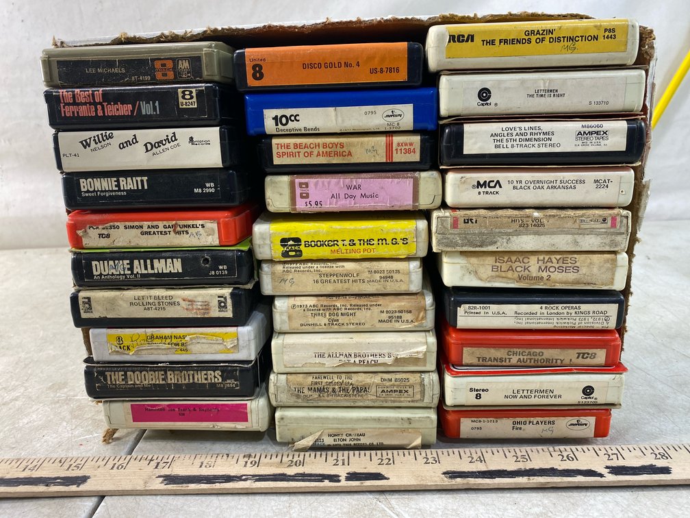 Vintage 8-Track Audio Tape Cartridges.