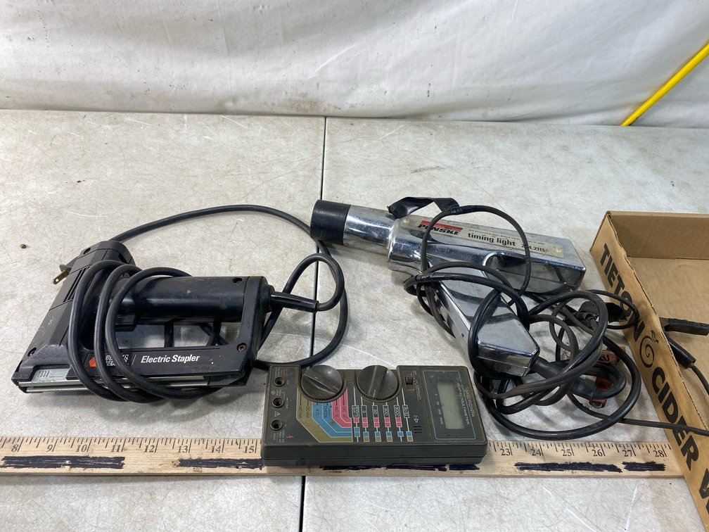 Electric Stapler, Timing Light, and Digital Multimeter