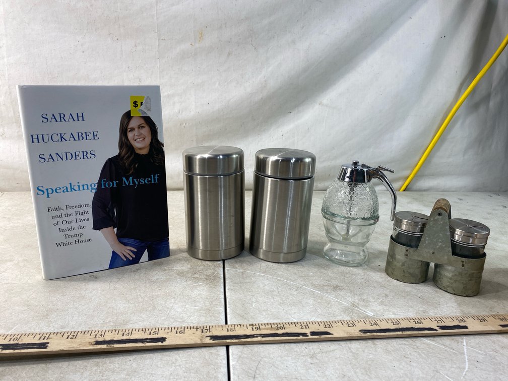 Sarah Huckabee Sanders Book, Canisters, and Condiment Caddy