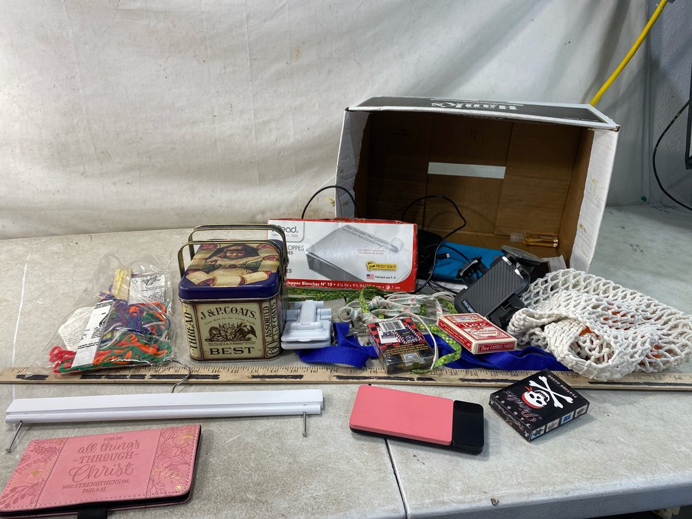 Metal Thread Tin, Playing Cards, Envelopes, and More