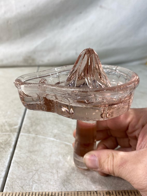 Pink Pressed Glass Citrus Reamer Juicer
