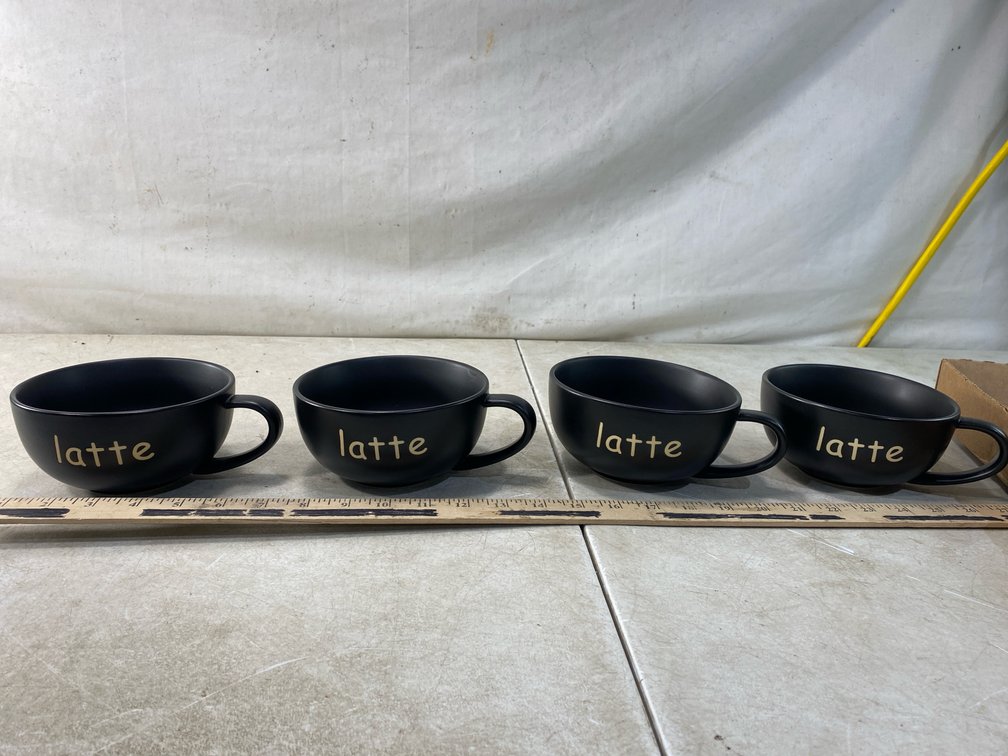 Matte Black Ceramic Latte Mugs