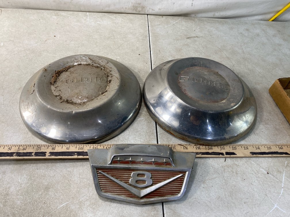 Chrome-Finish Metal Hubcaps and V8 Emblem