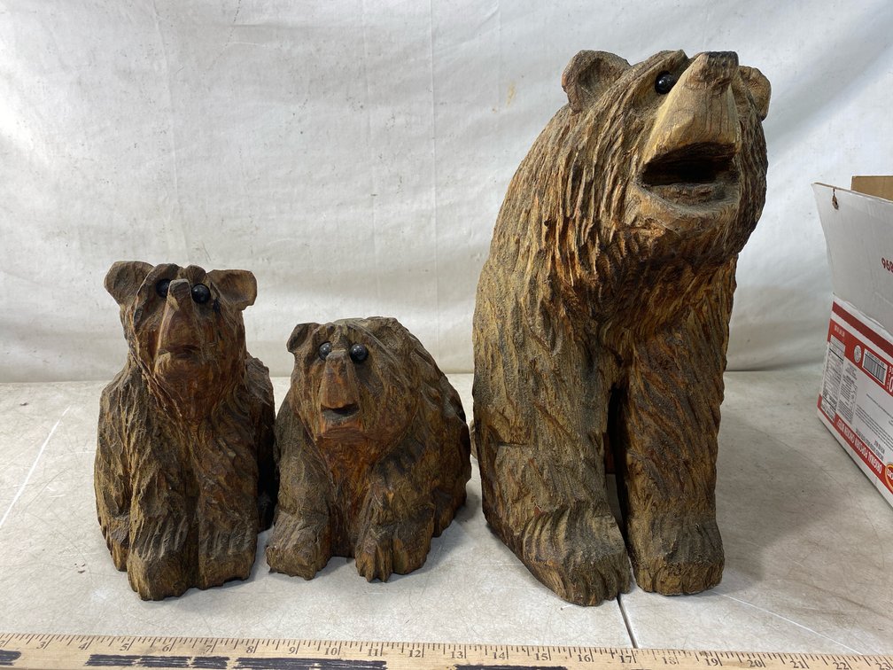 Carved Wood Bear Figurines