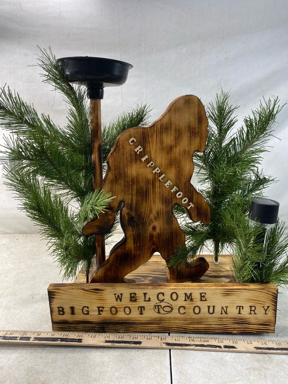 Torched Wood Bigfoot Decorative Bird Feeder