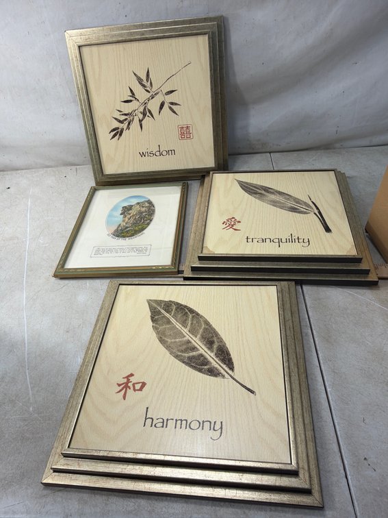 Framed Botanical Prints and Old Man of the Mountains Print