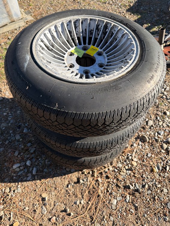 Three Classic XL P185/75R14 Tires on Turbine Wheels
