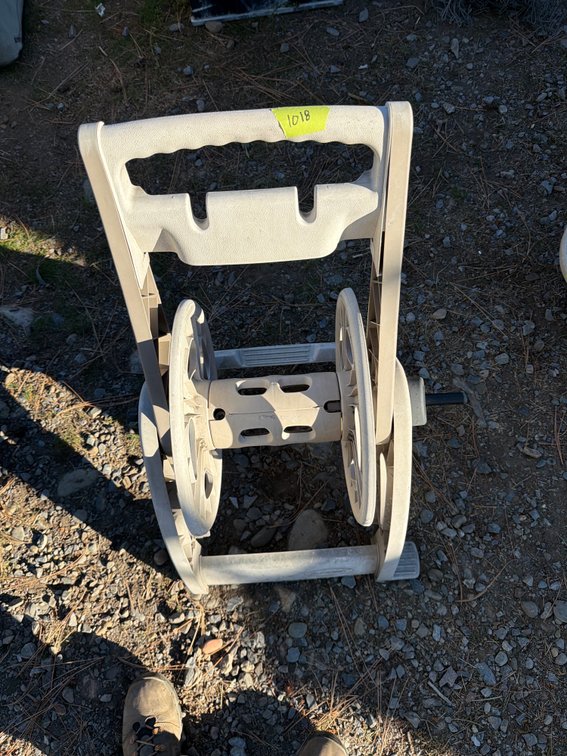 Beige Plastic Wheeled Hose Reel Cart