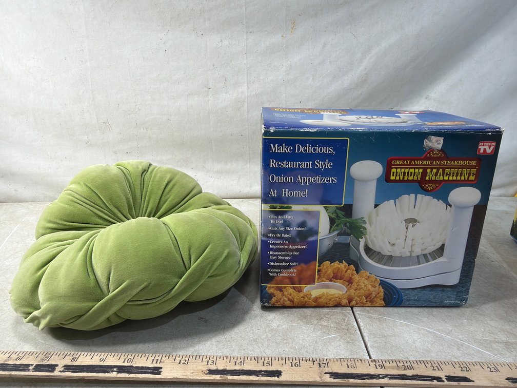 Blooming Onion Machine and Round Pleated Velvet Pillow