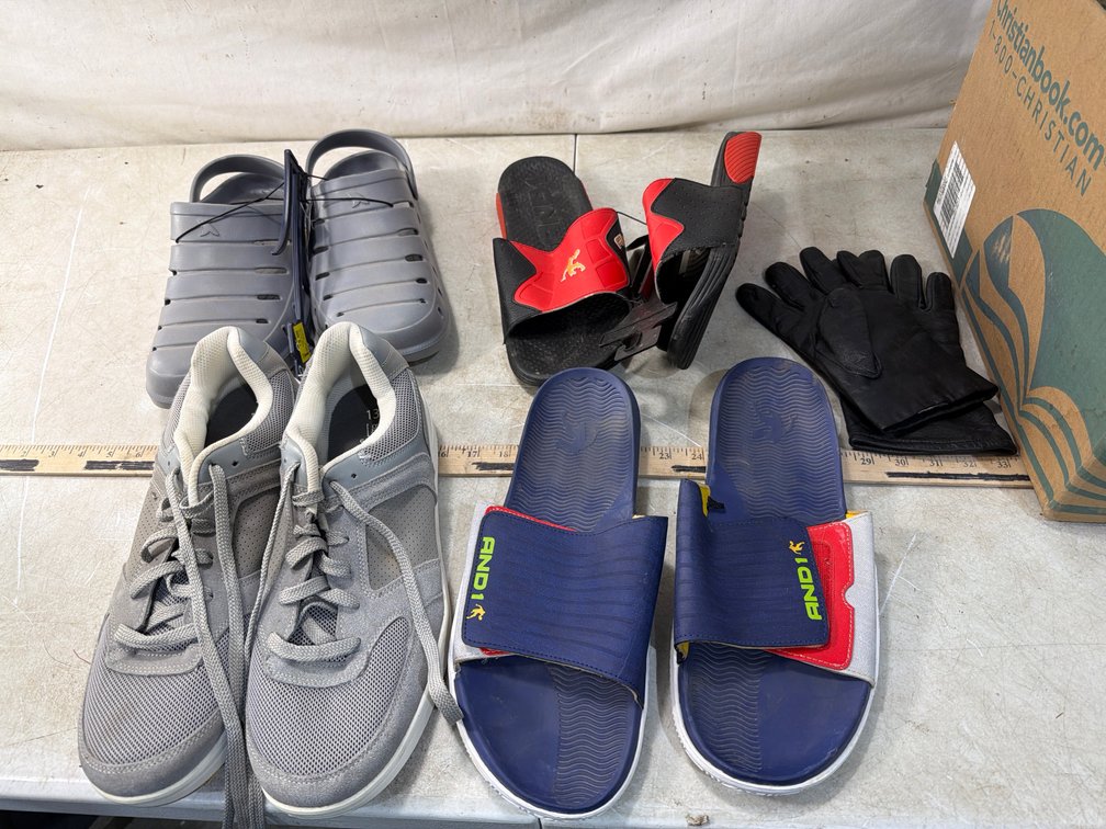 Men's Shoes, Slide Sandals, Clogs, and Leather Gloves