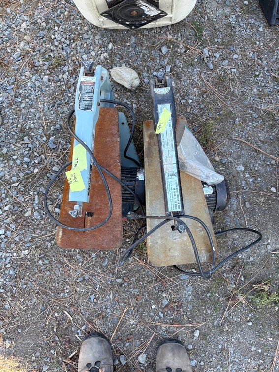 Two Electric Benchtop Scroll Saws with Cast Metal Beds