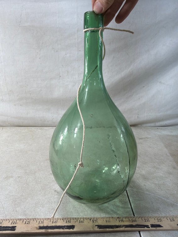 Translucent Green Glass Demijohn Bottle