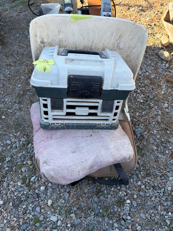 Folding Boat Seat, Tackle Box, and Cushion