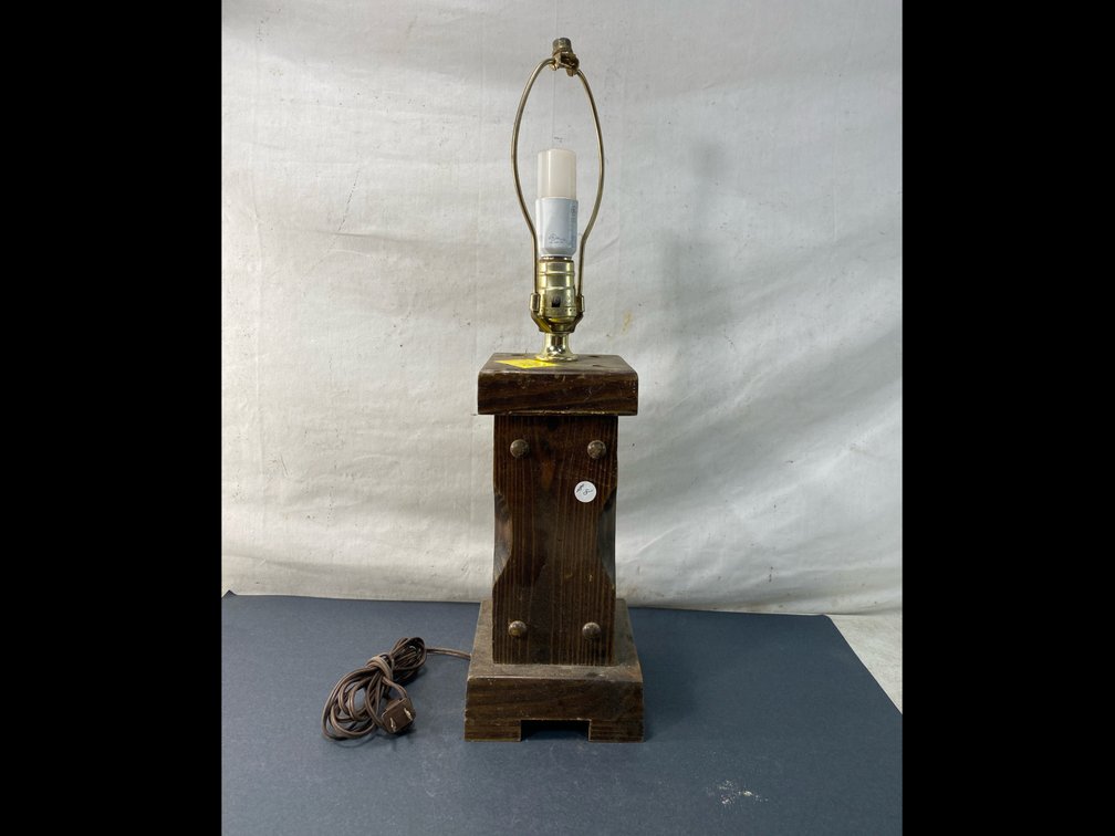 Rustic Wood Column Table Lamp