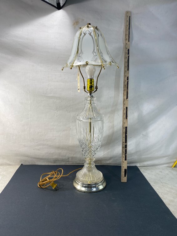 Cut Crystal Urn Table Lamp with Panel Shade