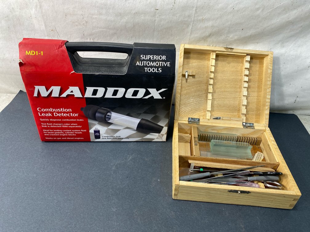 Combustion Leak Detector and Microscope Slide Box