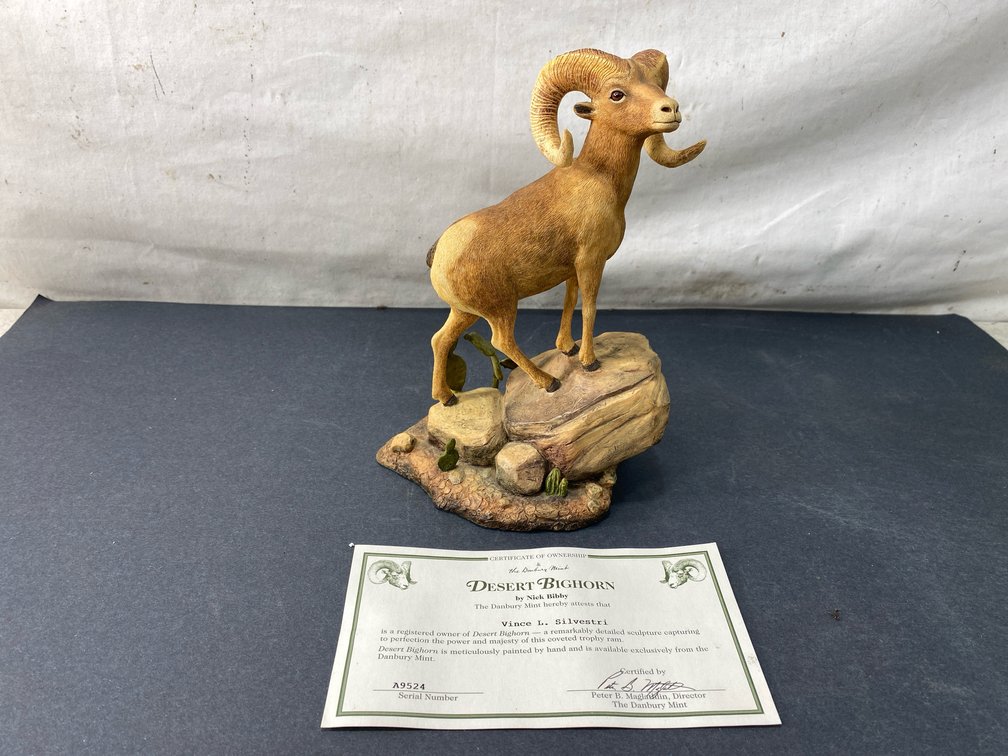Danbury Mint Desert Bighorn Ram Sculpture by Nick Bibby