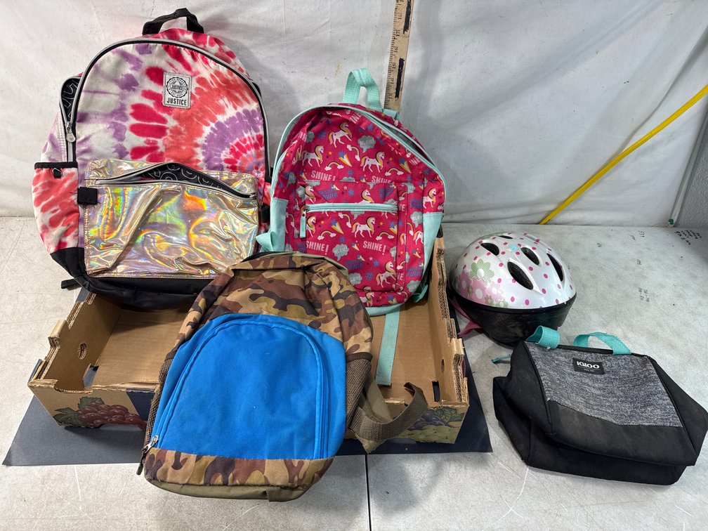 Children's Backpack, Lunch Bag, and Bicycle Helmet