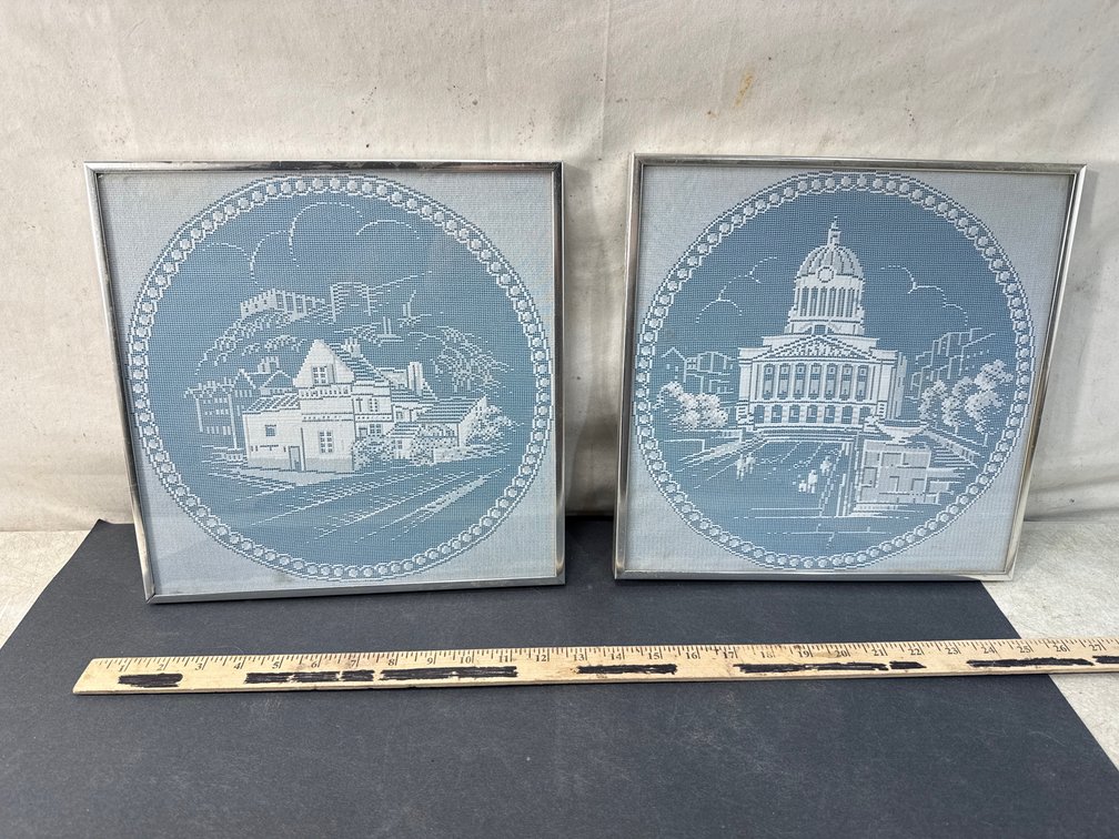 Framed Nottingham Architectural Lace Art