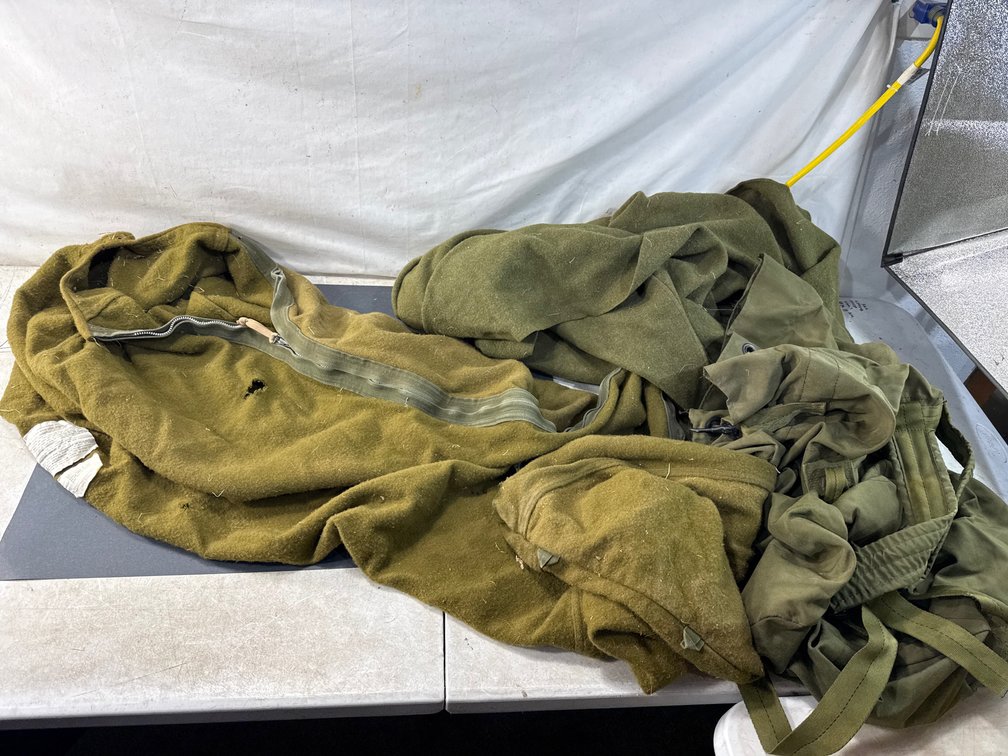 U.S. Military Sleeping Bag, Duffle Bag, and Wool Blanket