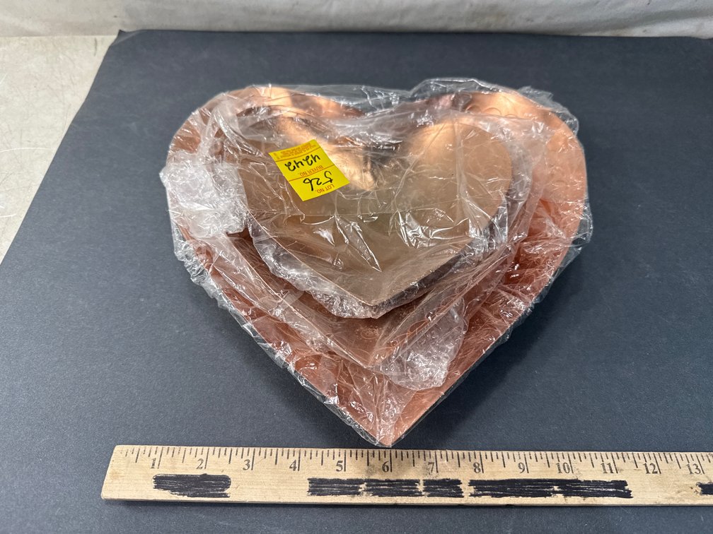 Creative Co-Op Copper Finish Metal Heart Tray