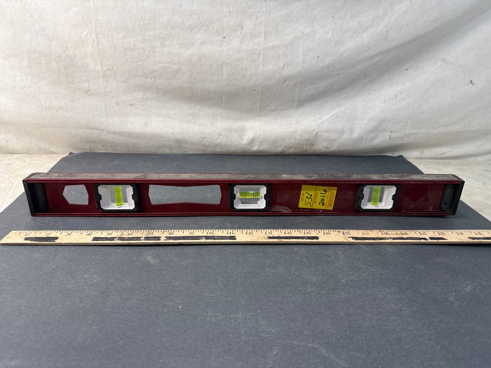 Dark Red Metal Spirit Level, Approx. Length 22.25 in