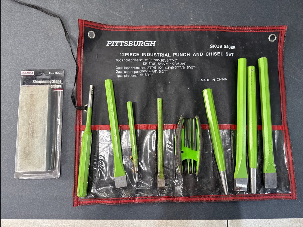 Punch and Chisel Set, Folding Hex Key, and Sharpening Stone