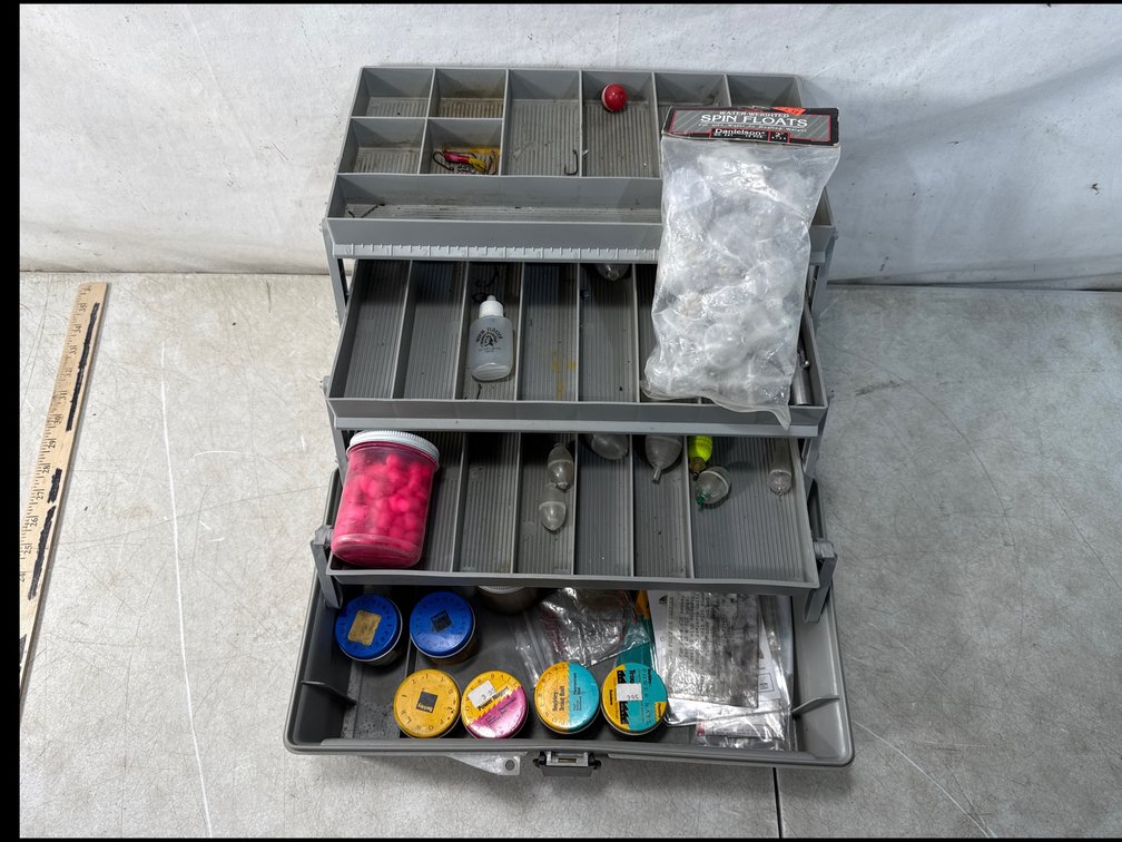 Plastic Cantilever Tackle Box with Fishing Tackle