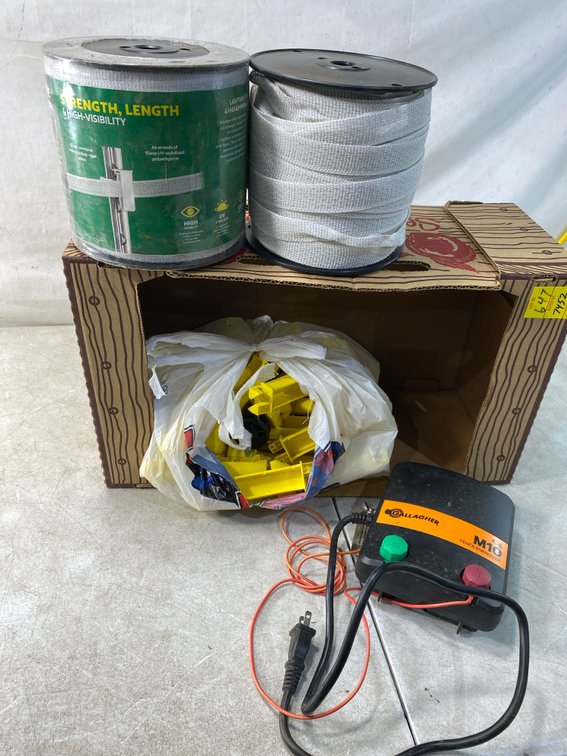 Electric Fence Energizer, Polytape, and Insulator