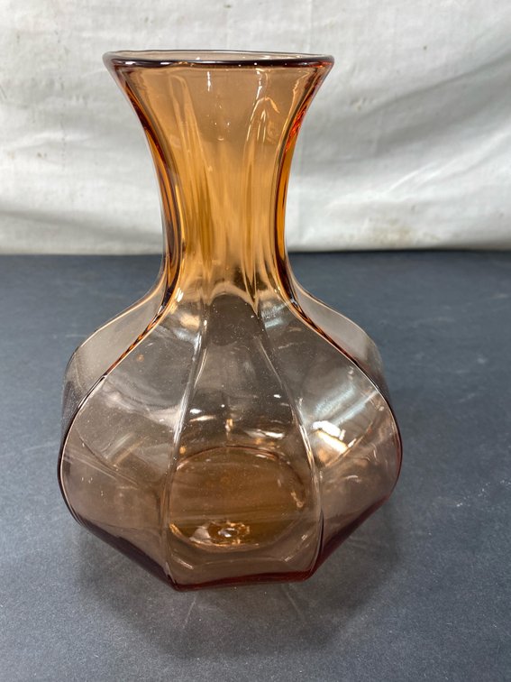 Amber Glass Paneled Vase