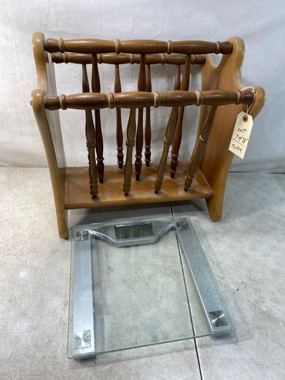 Wooden Magazine Rack and Digital Scale