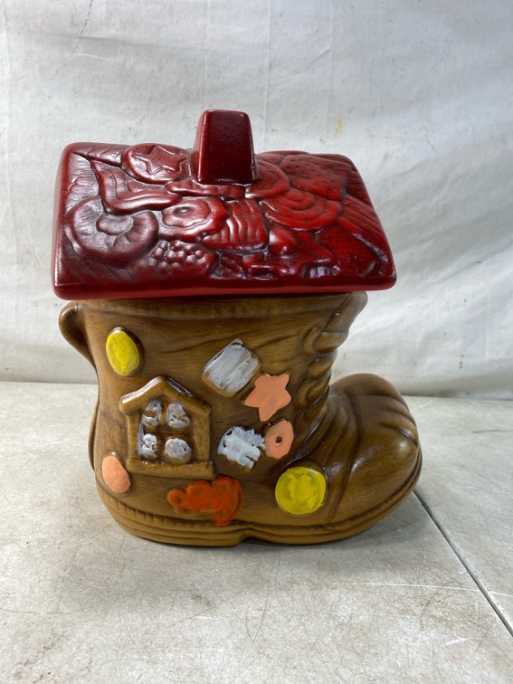 Ceramic Shoe House Cookie Jar