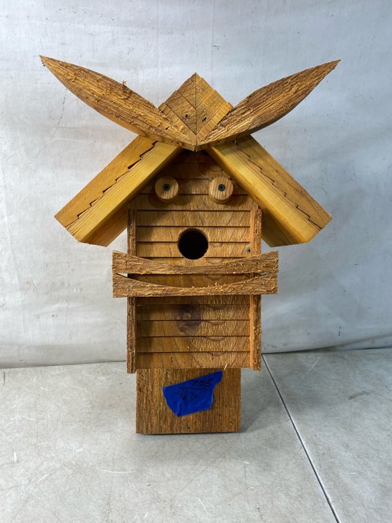 Handcrafted Wooden Birdhouse w/Face Motif