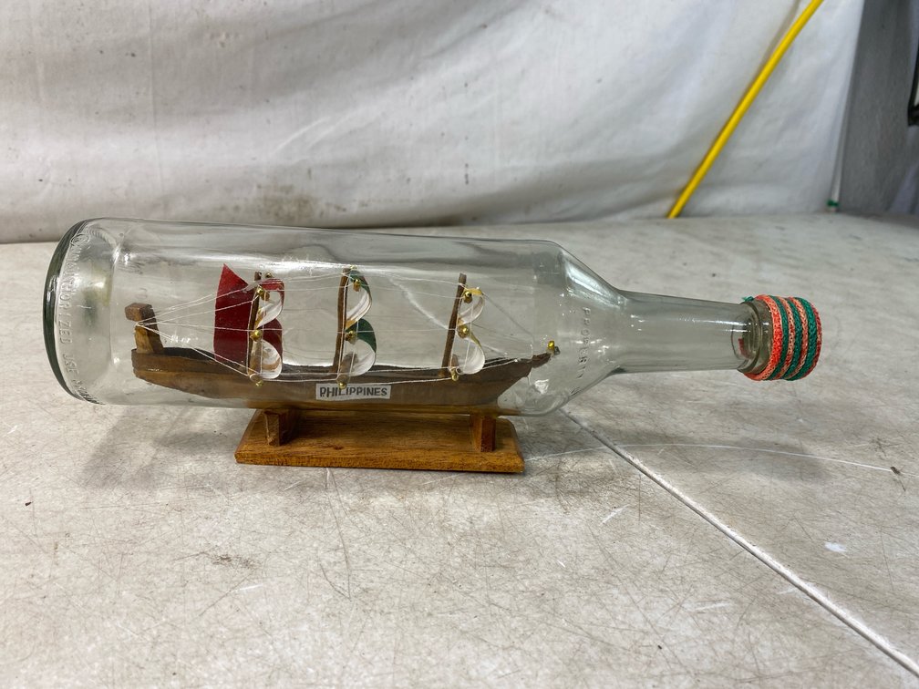 Miniature Three-Masted Ship in a Bottle