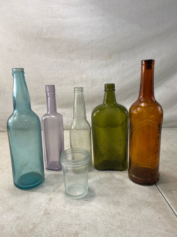 Glass Bottles and Small Jar