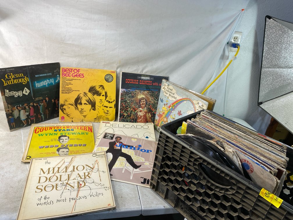 Vinyl LP Record Collection with Crate